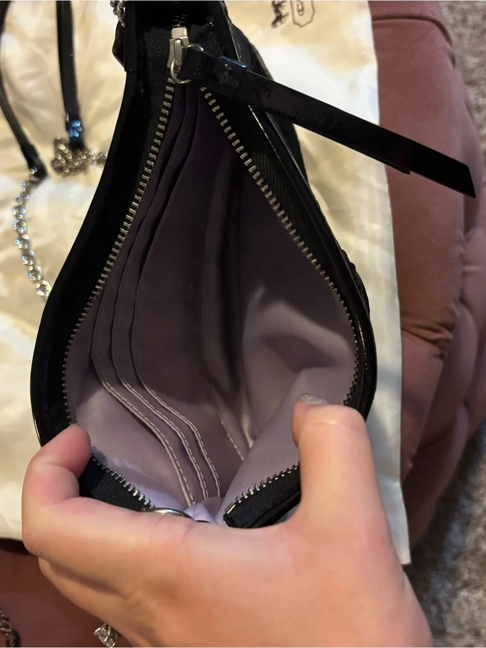 Coach Black Sequin Chain Wristlet